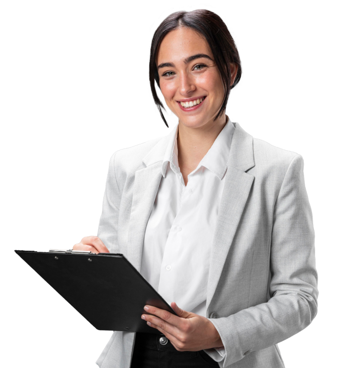 Image of a professional lawyer holding a notebook